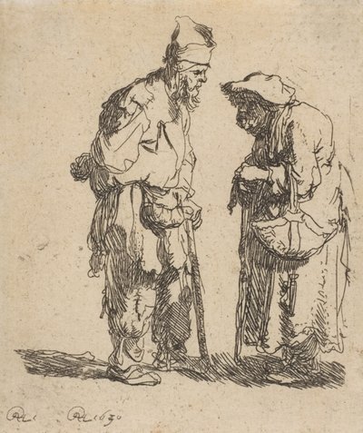 Bettler Mann und Bettler Frau im Gespräch von Rembrandt van Rijn
