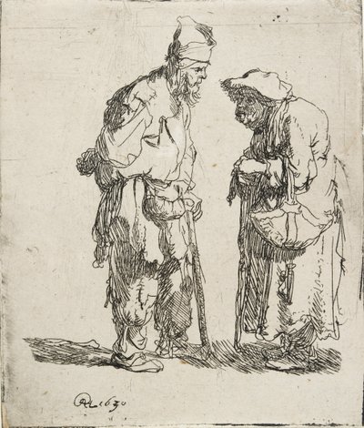 Bettler und Bettlerin im Gespräch, 1630 von Rembrandt van Rijn