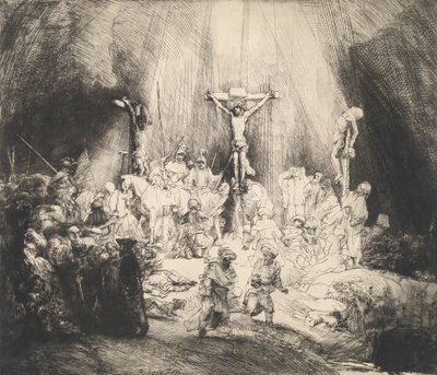 Christus gekreuzigt zwischen den beiden Dieben Die drei Kreuze, 1653 von Rembrandt van Rijn