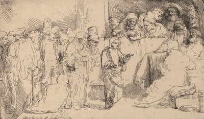 Christus im Disput mit den Doktoren: eine Skizze von Rembrandt van Rijn
