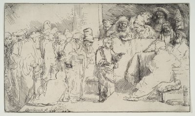 Christus im Streitgespräch mit den Gelehrten, eine Skizze, 1652 von Rembrandt van Rijn