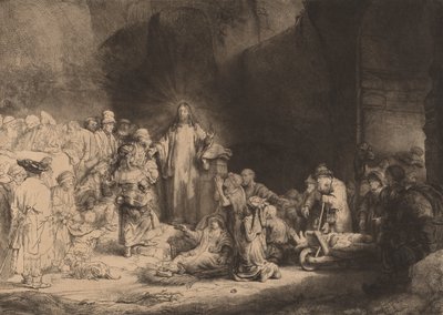 Christus predigt (Hundert-Gulden-Druck), ca. 1649 von Rembrandt van Rijn