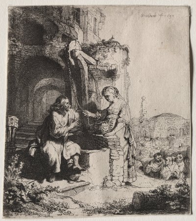 Christus und die Frau von Samaria unter Ruinen von Rembrandt van Rijn