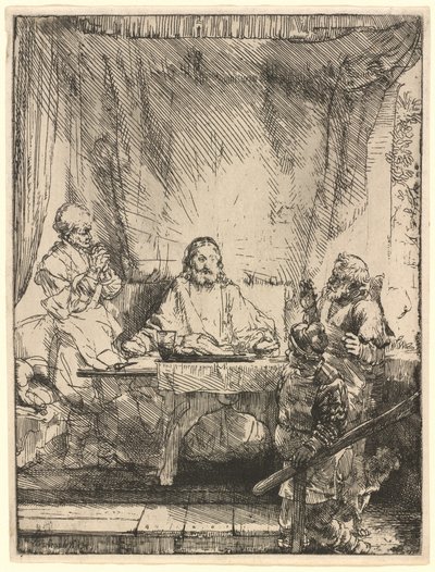Christus in Emmaus: die größere Platte von Rembrandt van Rijn