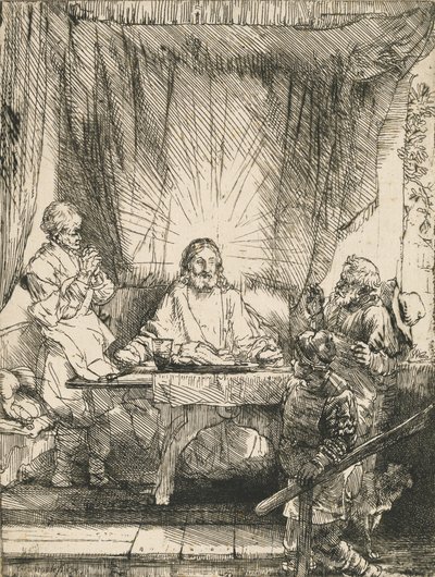 Christus in Emmaus: die größere Platte von Rembrandt van Rijn