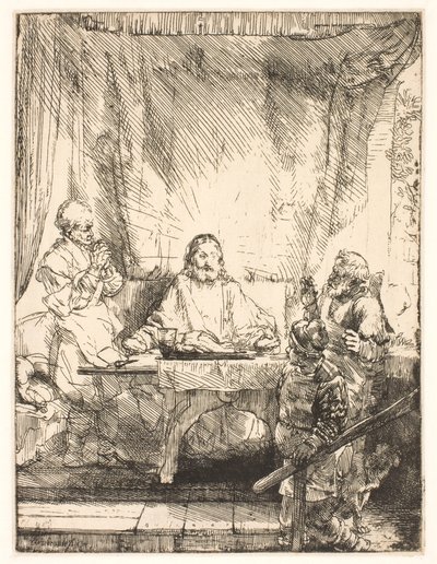 Christus in Emmaus: die größere Platte von Rembrandt van Rijn