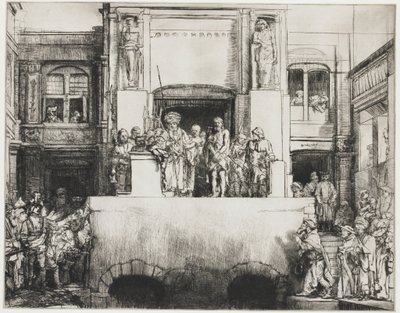 Christus dem Volk präsentiert: querformatige Platte von Rembrandt van Rijn