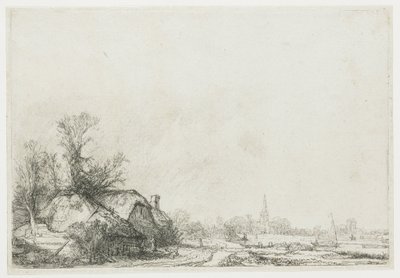 Häuser am Kanal: Blick auf Ouderkerk aan de Amstel von Rembrandt van Rijn