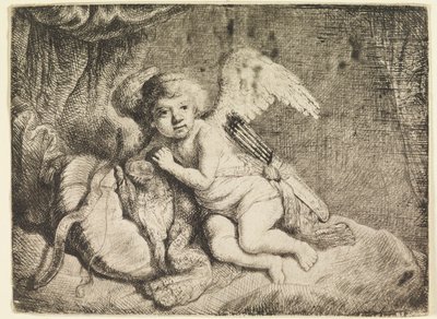 Ruhender Amor, nach einem ehemals Rembrandt zugeschriebenen Gemälde von Rembrandt van Rijn