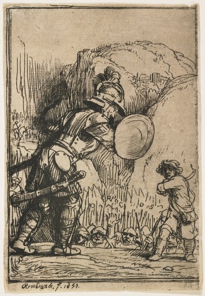 David und Goliath, 1655 von Rembrandt van Rijn