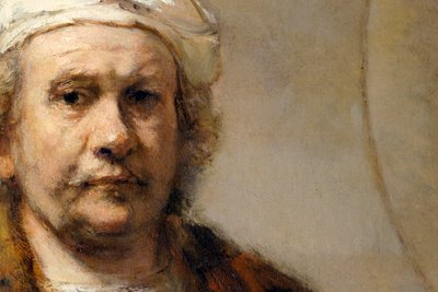 Detail eines Selbstporträts des niederländischen Malers Rembrandt van Rijn, ca. 1665 von Rembrandt van Rijn