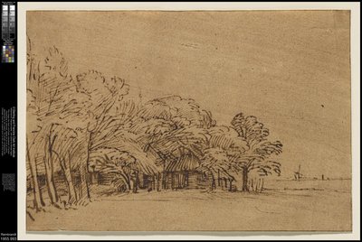 Bauernhof unter Bäumen von Rembrandt van Rijn