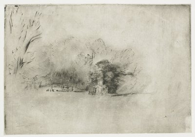 Bauernhaus unter Bäumen von Rembrandt van Rijn