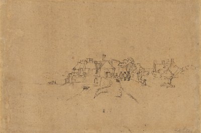 Figuren auf dem Anthoniesdijk, die Houtewael betreten [verso] von Rembrandt van Rijn