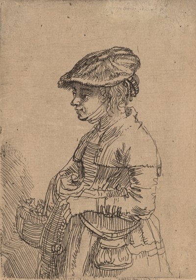 Mädchen mit einem Korb von Rembrandt van Rijn