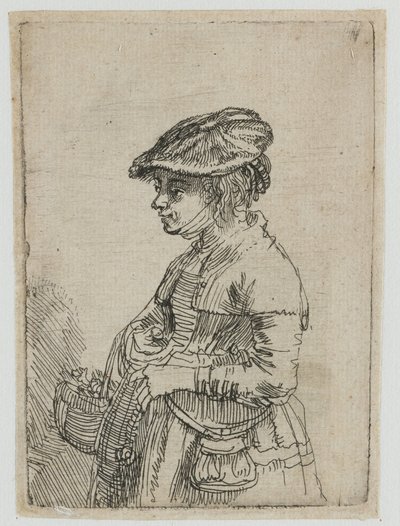 Mädchen mit einem Korb von Rembrandt van Rijn