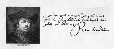 Handschrift und Unterschrift von Rembrandt aus einem Brief an Constantine Huygens, ca. 1640 von Rembrandt van Rijn