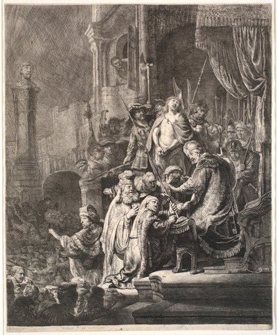 Jesus vor Pilatus: große Platte von Rembrandt van Rijn