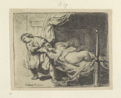 Joseph und die Frau von Potiphar (Recueil de quatre-vingt-cinq estampes originales) von Rembrandt van Rijn