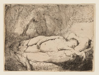 Jupiter und Antiope: Kleinere Platte von Rembrandt van Rijn