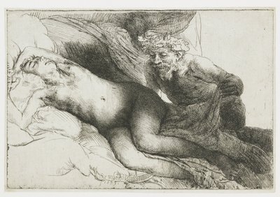 Jupiter und Antiope: die größere Platte von Rembrandt van Rijn