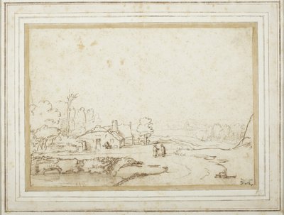 Landschaft mit einem Teil eines Teiches von Rembrandt van Rijn