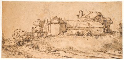 Landschaft mit einem Bauernhaus und einer Heuscheune von Rembrandt van Rijn