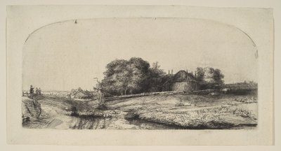 Landschaft mit einer Heuscheune und einer Schafherde, 1652 von Rembrandt van Rijn