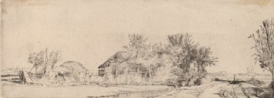 Landschaft mit einer Straße neben einem Kanal, ca. 1652 von Rembrandt van Rijn