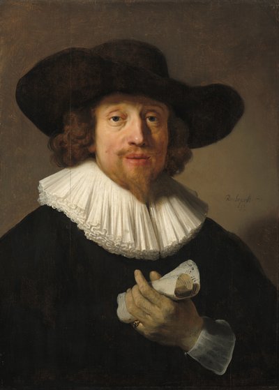 Mann mit einem Notenblatt von Rembrandt van Rijn