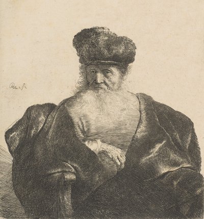 Alter Mann mit Bart, Pelzmütze und Samtmantel, ca. 1631 von Rembrandt van Rijn