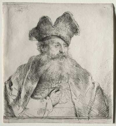 Alter Mann mit geteilter Pelzmütze, 1640 von Rembrandt van Rijn