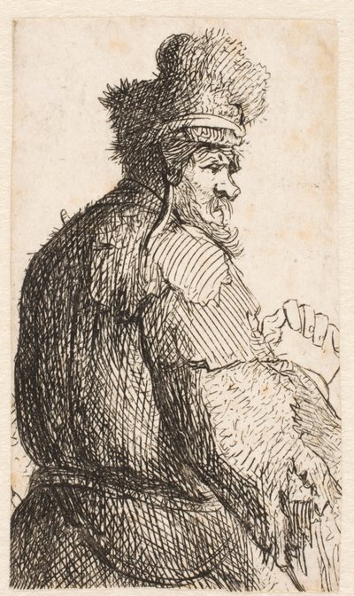 Alter Mann von hinten gesehen: Profil nach rechts: Halbfigur von Rembrandt van Rijn