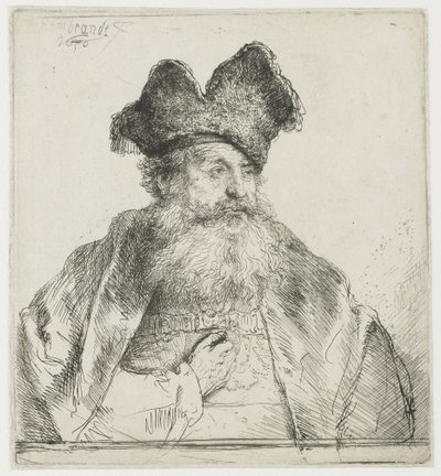 Alter Mann mit geteilter Pelzmütze von Rembrandt van Rijn