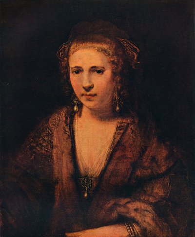 Porträt von Hendrickje Stoffels mit einem Samtbarett, um 1654 von Rembrandt van Rijn