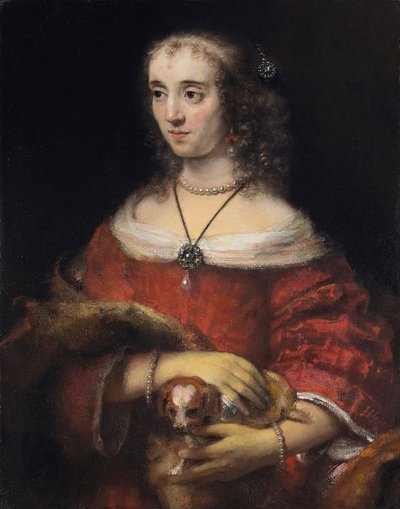 Porträt einer Dame mit einem Schoßhund, ca. 1665 von Rembrandt van Rijn