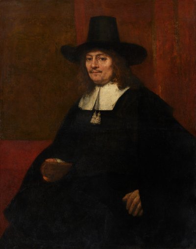 Porträt eines Mannes mit hohem Hut von Rembrandt van Rijn