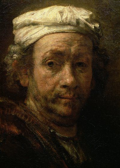 Porträt des Künstlers an seiner Staffelei (Detail des Gesichts), 1660 von Rembrandt van Rijn