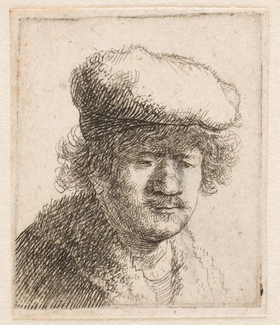 Rembrandt mit nach vorne gezogenem Hut: Büste von Rembrandt van Rijn