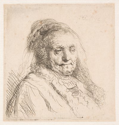 Rembrandts Mutter: Kopf und Büste, Dreiviertelansicht von Rembrandt van Rijn