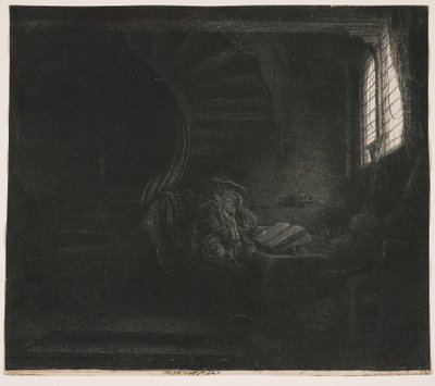 Der heilige Hieronymus in einer dunklen Kammer von Rembrandt van Rijn