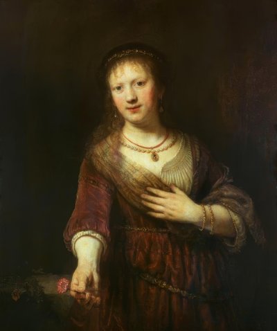 Saskia mit der roten Blume von Rembrandt van Rijn