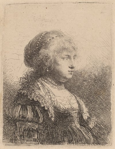 Saskia mit Perlen im Haar, 1634 von Rembrandt van Rijn