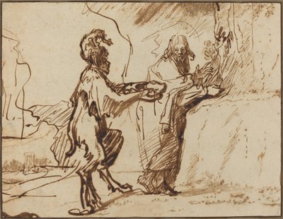 Satan versucht Christus, Steine in Brot zu verwandeln von Rembrandt van Rijn