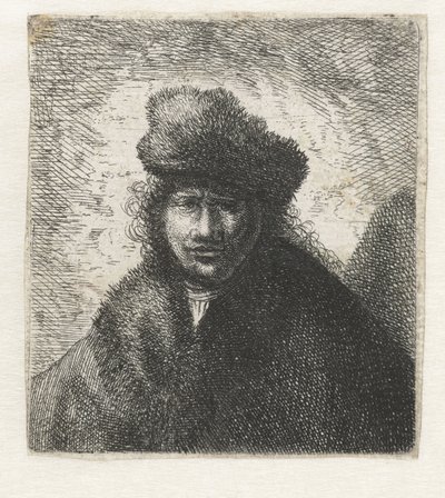 Selbstporträt mit schräger Pelzmütze: Büste, ca. 1631 von Rembrandt van Rijn