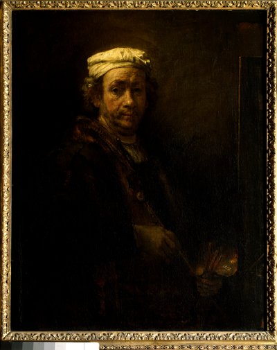 Selbstporträt am Staffelei. Gemälde von Rembrandt Harmenszoon van Rijn genannt Rembrandt (1606-1669) von Rembrandt van Rijn