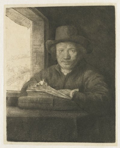 Selbstporträt am Fenster von Rembrandt van Rijn