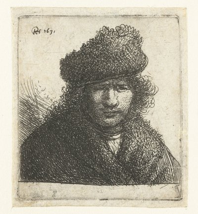 Selbstporträt mit schräger Pelzmütze: Büste von Rembrandt van Rijn