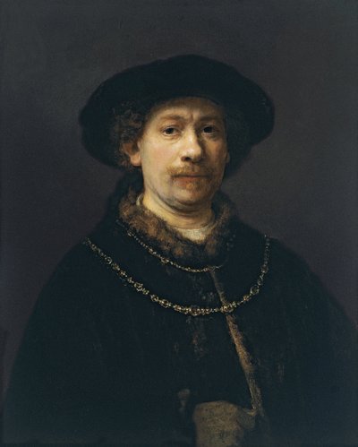 Selbstporträt mit Barett und zwei Goldketten, ca. 1642 von Rembrandt van Rijn