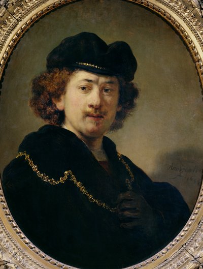 Selbstporträt mit Hut und Goldkette, 1633 von Rembrandt van Rijn